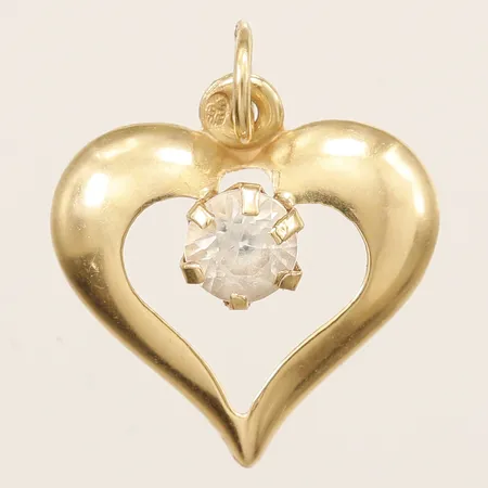 Hänge med vit sten längd 15mm, bredd 14mm, 18K Vikt: 0,5 g