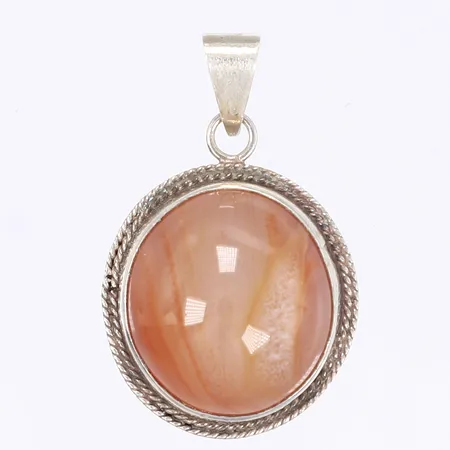 Hänge med rosa sten längd inkl ögla 38mm bredd 22mm silver 900/1000 Vikt: 8,9 g