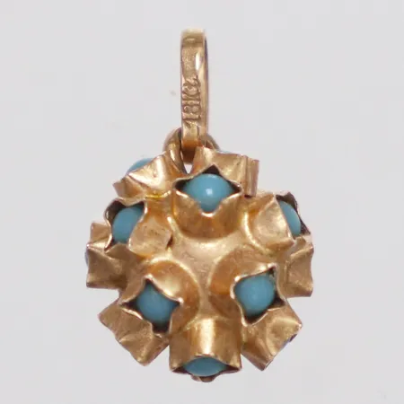 Hänge med turkosliknande stenar Ø10mm 18K Vikt: 1,3 g