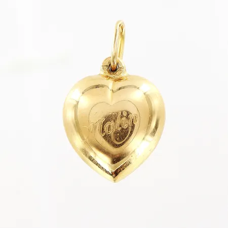 Hänge hjärta 20x12mm ihålig gravyr 18K.  Vikt: 1,3 g