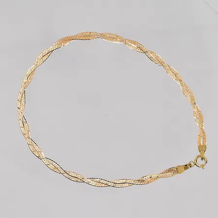 Armband tvinnad längd 18cm bredd 3mm 18K Vikt: 1,5 g