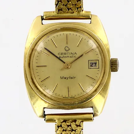 Damur Certina automatisk 14K i boett, Ø23mm, länk 18cm bredd:6-8mm, skev 18K , brv:35,3 gram Vikt: 0 g