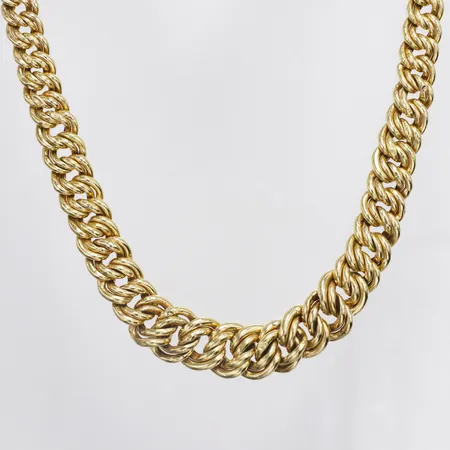Collier doserad Pansar längd 48cm bredd 7,6-12,8mm, ihålig, delvis mönstrade 18K Vikt: 20,5 g