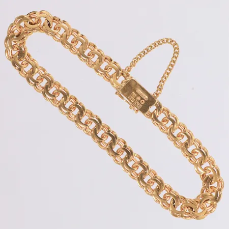 Armband Bismarck längd 19cm, bredd 7,1mm, säkerhetskedja, 18K  Vikt: 20,6 g