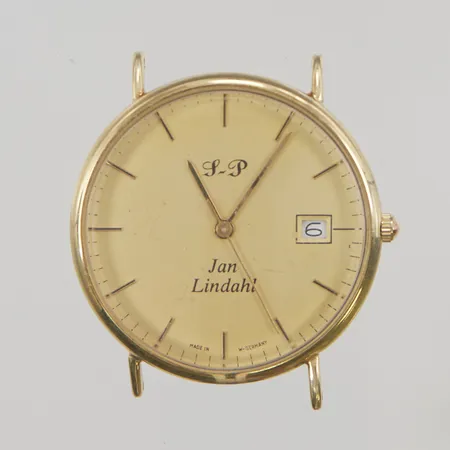 Herrur S-P 14K, quartz defekt, går ej, skadad boett, bruttovikt 12,4g.