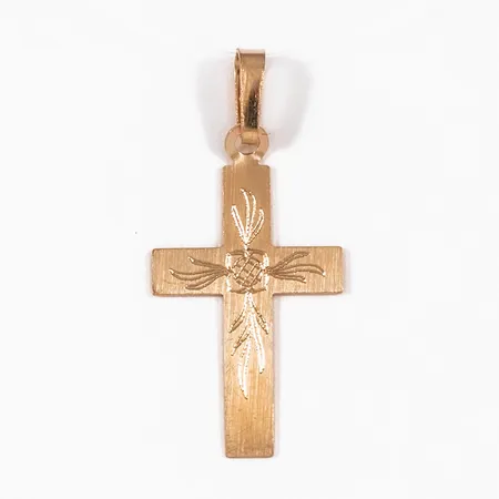 Hänge kors med mönstergravyr bredd 12mm, längd 26mm 18K 0,5g.