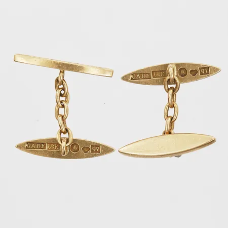 Ett par manschettknappar, 21x4,5mm, Guldsmeds AB I Stockholm Försäljn, Stockholm 1918, 18K Vikt: 8,7 g