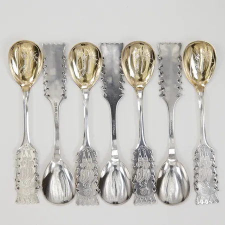 7 Kaffesked Same längd 11,3cm, Mema år 1963, 1971, 830/1000,  Vikt: 96,1 g