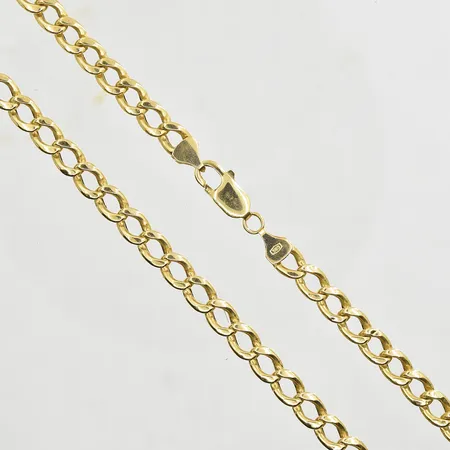 Kedja Pansar längd 58½ cm, bredd 6 mm, ihåliga länkar, lagad låsdel, 14K. Vikt: 22,2 g