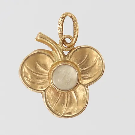 Hänge treklöver vit sten ca 14x13mm 18K Vikt: 0,6 g