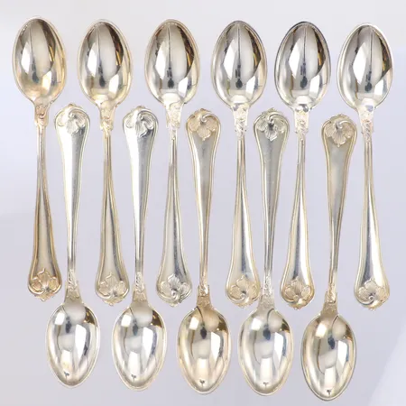 11 Skedar modell Sachsisk, längd 10,5cm, Cohr, silver 830/1000 Vikt: 111,5 g