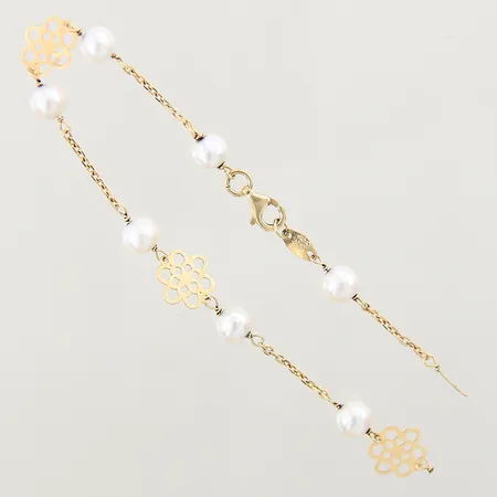 Armband med odlade pärlor, defekt, 18K Vikt: 2,7 g