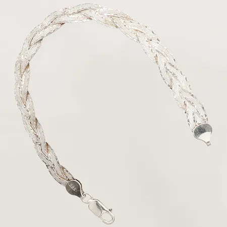 Armband flätat längd 19cm, bredd 7,2mm, GHA, silver 925/1000  Vikt: 8,2 g