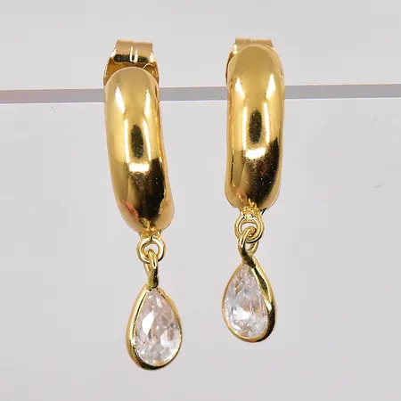 Örhängen med vit sten längd 20mm bredd 3,8mm, 18K Vikt: 1,1 g