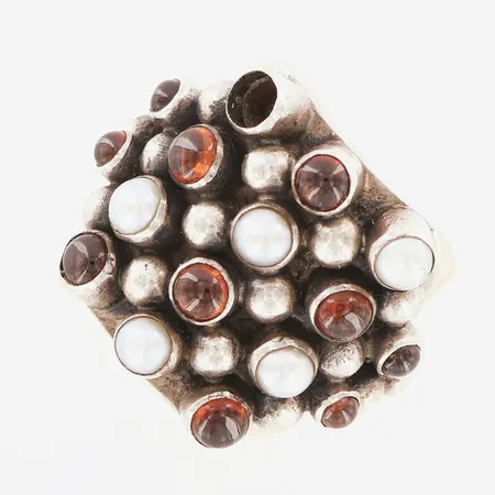 Ring GEO med stenar stl:16½, bredd: 22mm, en sten saknas, silver 925/1000 Vikt: 26,3 g