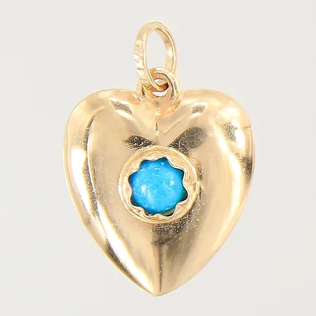 Hänge hjärta med turkos sten 21x14mm 18K Vikt: 1,5 g