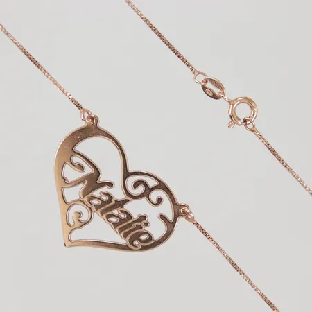 Kedja Venezia med integrerat namnhänge längd 43,5cm bredd 0,9mm, hänge 23x24mm, Natalie, rosé, 925/1000, Vikt: 3,9 g