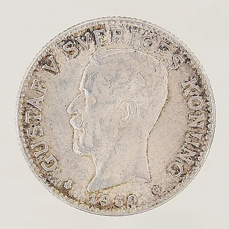 Mynt Gustav V Sveriges Konung Med folket för fosterlandet år 1939 2kr Ø31mm, inga tillbehör, silver 800/1000 Vikt: 15 g