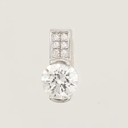 Hänge med vita stenar längd 11mm inklusive ögla, bredd 6mm, ostämplat, silver Vikt: 1 g