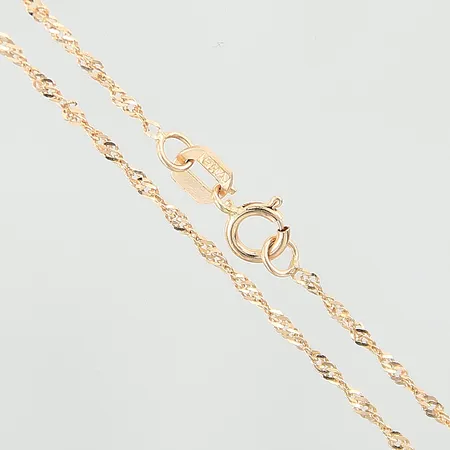 Kedja Singapore Guldfynd, längd 38cm, bredd 1mm, 18K  Vikt: 1 g