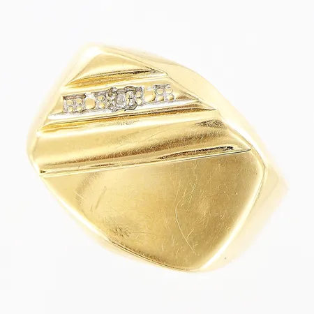 Klackring diamant ca 0,01ct stl:15 bredd 4-13mm ojämn skena 18K.  Vikt: 4,3 g