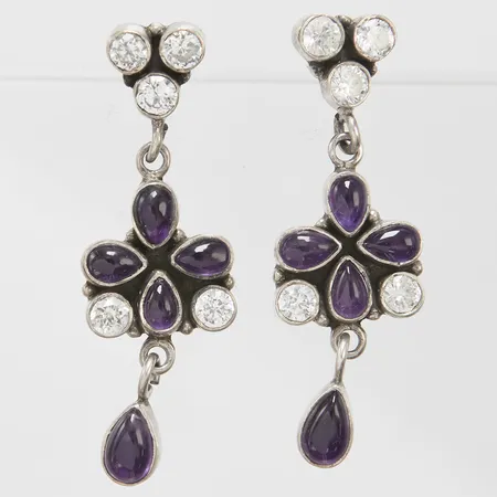 Örhängen med stenar längd 45mm, bredd 15mm, GHA, silver 925/1000 Vikt: 9,3 g