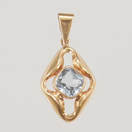 Hänge blå syntetisk spinell 22mm 18K 1,6g.