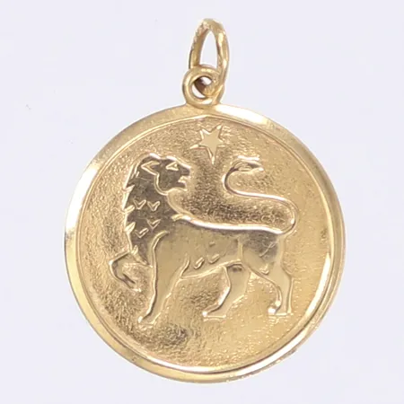 Hänge stjärntecken Lejonet Ø16mm gravyr 18K Vikt: 1,5 g