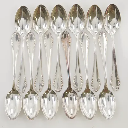 12 Kaffeskedar 12,5cm 830/1000 Silver 185,8g.