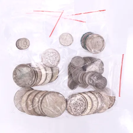 Cirkulationsmynt med silvervärde ca 485 gram. Vikt: 485 g