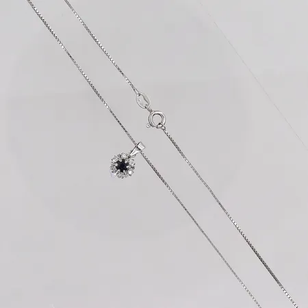 Kedja Venezia Guldfynd längd 42cm hänge med blå och vita stenar silver 925/1000 Vikt: 2,7 g