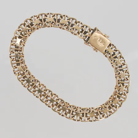 Armband x-länk med stav 20cm bredd 9mm 18K 21,8g.