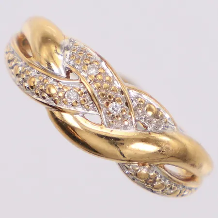 Ring med diamanter 3xca0,005ct åttkantslipade stl:17, bredd 2-7mm, 18K Vikt: 2,4 g