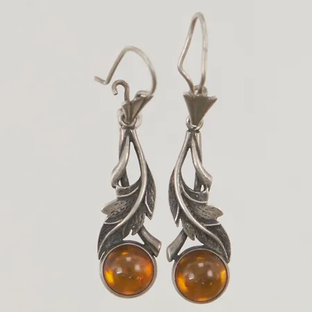 Örhängen med bärnsten 55mm skeva 925/1000 Silver 5,9g.