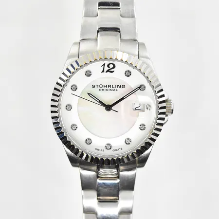 Damur Stührling Lady Clipper, stål, quartz, datum, Ø35 mm, inga tillbehör.