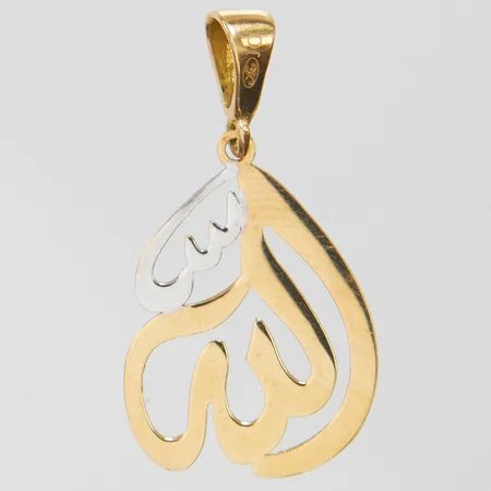 Hänge tvåfärgad längd ca 28mm, bredd 2-14,5mm, 18K Vikt: 0,9 g