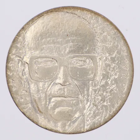 Mynt 10 markka Finland Urho Kekkonen 1975, Ø34,9mm, etui, silver 500/1000 Vikt: 23,8 g