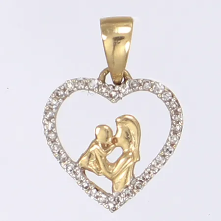 Hänge GHA hjärta med dia 34 x ca 0,005ct längd inkl ögla 18mm bredd 10mm 18K Vikt: 0,8 g