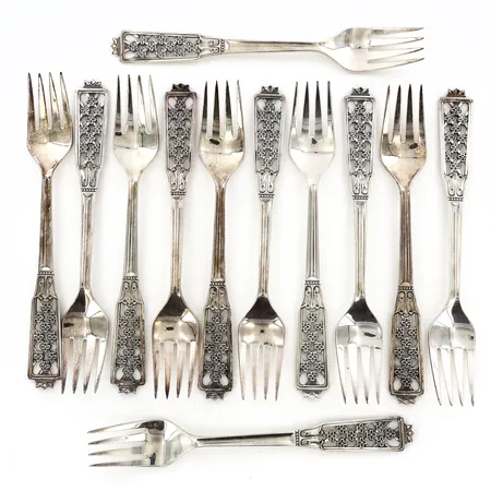 12 Gafflar längd:17,5cm, modell:Prinsess, CESON silver 830/1000 Vikt: 499,5 g