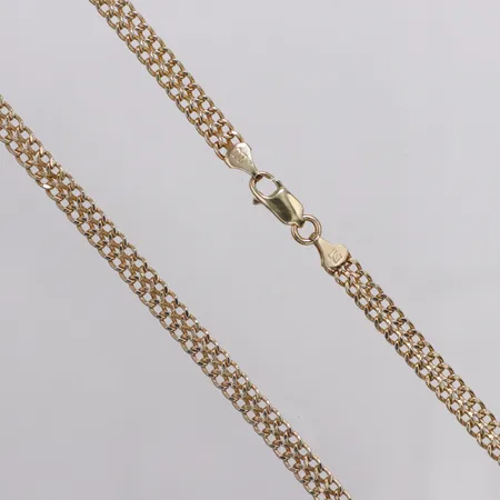 Kedja Fiskben längd 46cm bredd 4,9mm, ojämna länkar 14K Vikt: 7,2 g