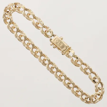 Armband Bismarck längd ca 20,5cm, bredd 7mm, Ahlms Guld Och Silververkstad Stockholm år 1962, 18K Vikt: 17,5 g