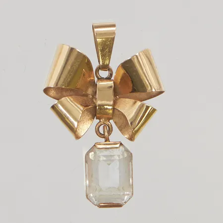 Hänge 25mm vit sten, 18K 2,4g.