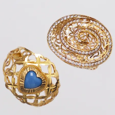 2 ringar, buckliga, stenar saknas, defekta, 21K Vikt: 8,9 g