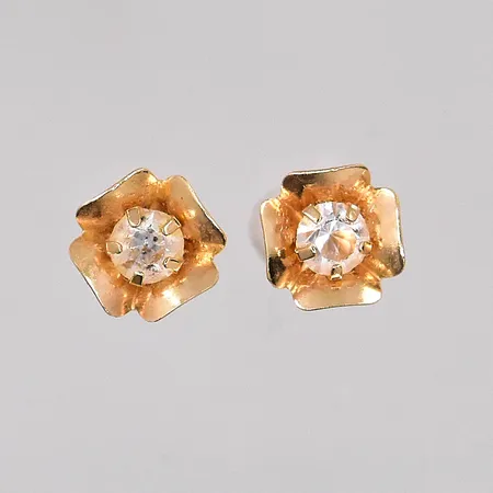 Örhängen med vit sten Ø 5,8mm stoppar saknas, ograverade 14K Vikt: 0,3 g