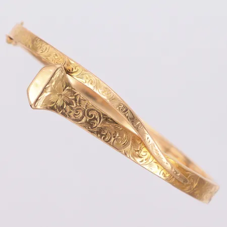 Stelt armband med mönster Ø64x52mm, bredd 3,8-15mm, bucklor, 14K  Vikt: 12,4 g