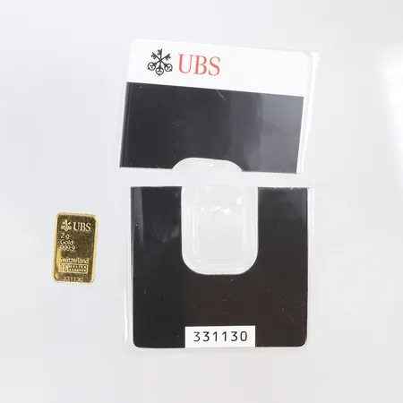 Guldtacka UBS snr. 331130 24K Vikt: 2 g