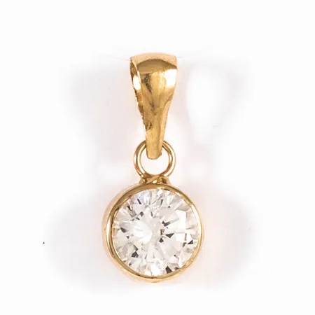 Hänge Guldfynd med vit sten (cz) bredd 6,5mm 18K 0,4g.