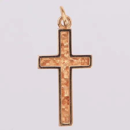 Hänge kors med matterad dekor, längd 26,2mm, bredd 11mm, 18K  Vikt: 1,5 g