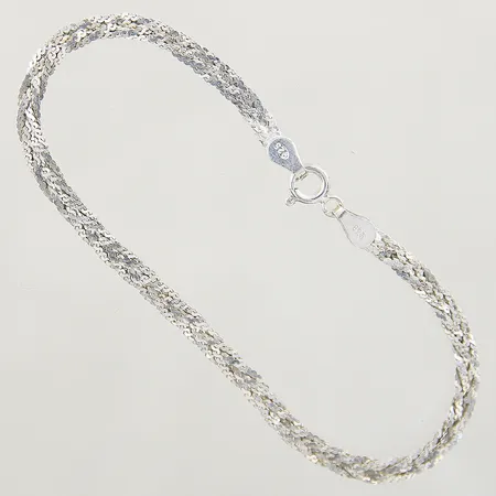 Armband flätad dekor Guldfynd längd 19cm bredd 4mm, silver 925/1000 Vikt: 3,6 g