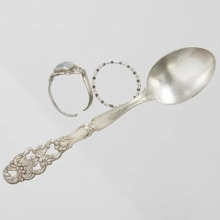 Diverse silver, skadat, udda, stenar, 830/1000 Vikt: 11,5 g